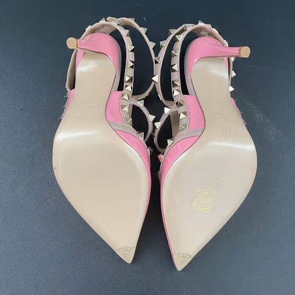 Valentino Pink Studded Patent Heels - Picture 9 of 10